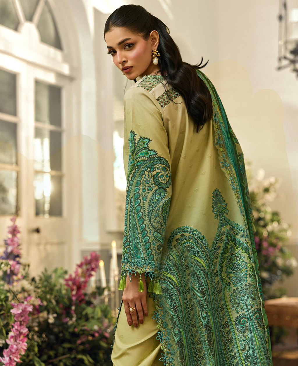 MARYAMWEAR UNSTITCHED LAWN COLLECTION EMBROIDERED LAWN WITH EMBROIDERED CHIFFON DUPATTA