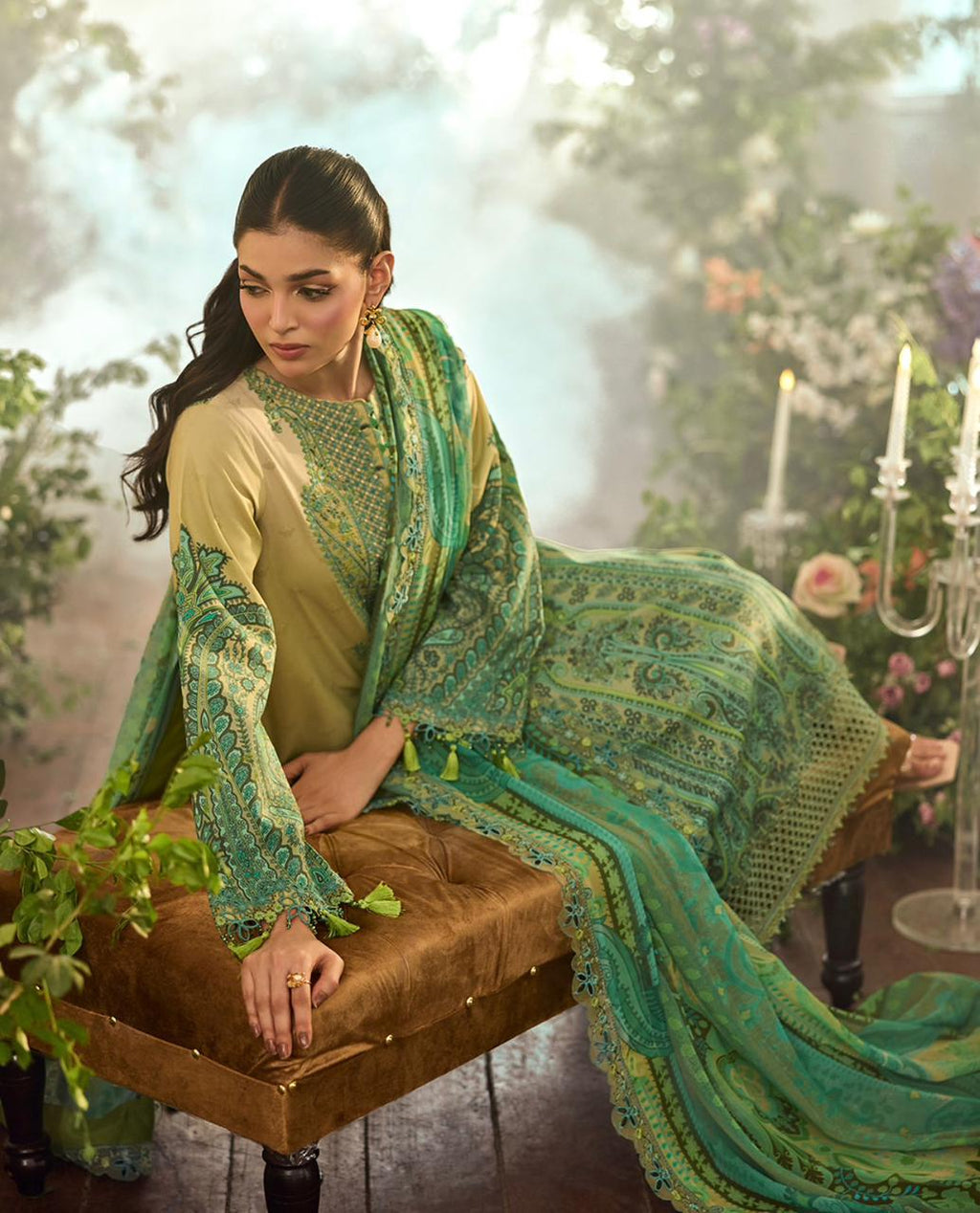 MARYAMWEAR UNSTITCHED LAWN COLLECTION EMBROIDERED LAWN WITH EMBROIDERED CHIFFON DUPATTA