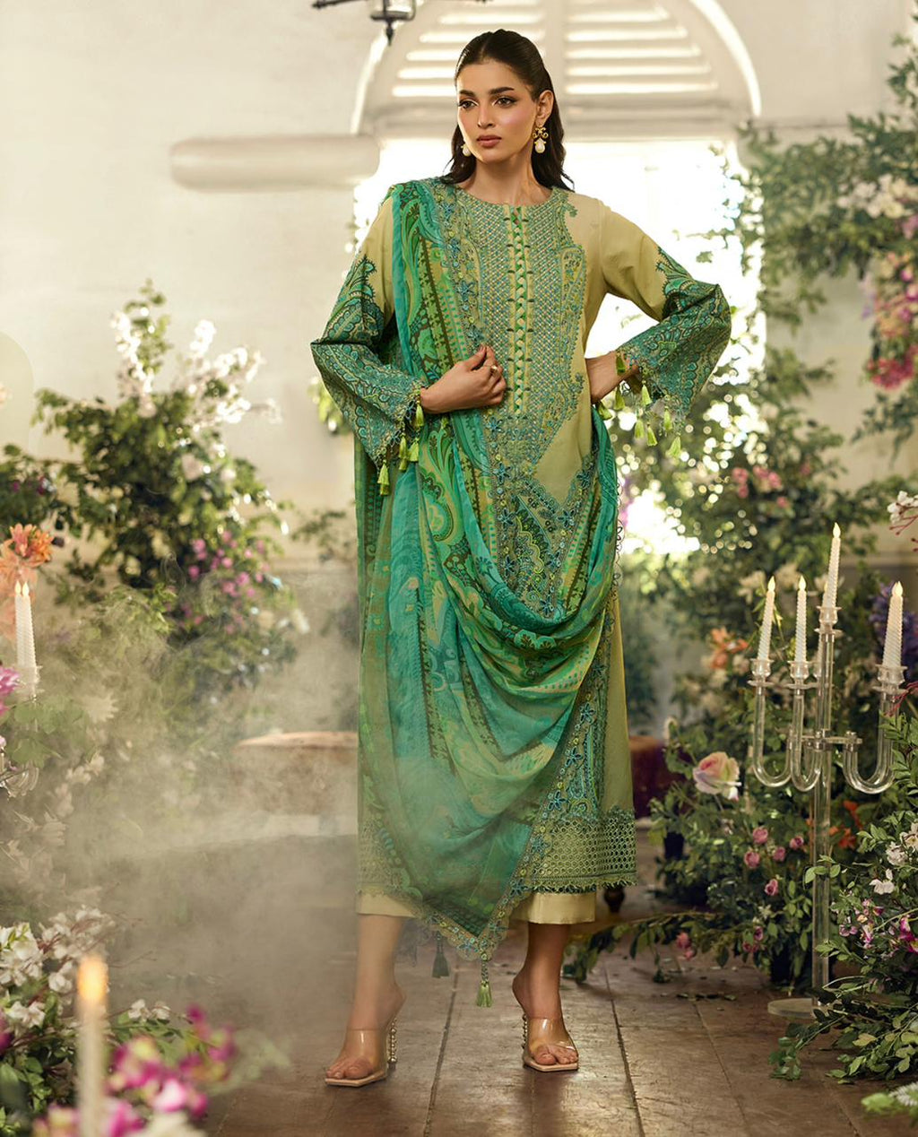 MARYAMWEAR UNSTITCHED LAWN COLLECTION EMBROIDERED LAWN WITH EMBROIDERED CHIFFON DUPATTA